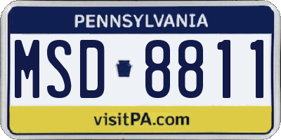 PA license plate MSD8811