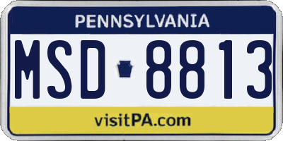 PA license plate MSD8813
