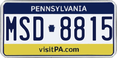 PA license plate MSD8815