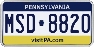 PA license plate MSD8820