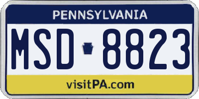 PA license plate MSD8823