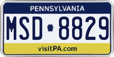 PA license plate MSD8829