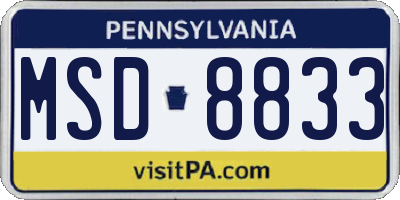 PA license plate MSD8833
