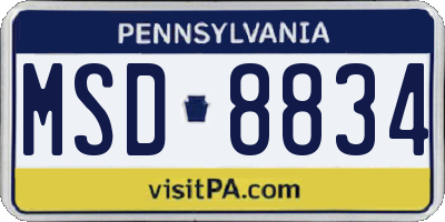 PA license plate MSD8834