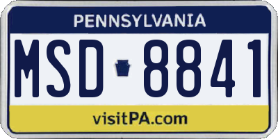 PA license plate MSD8841