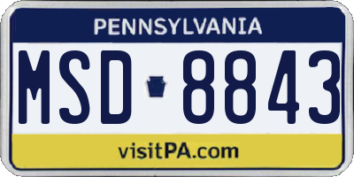 PA license plate MSD8843