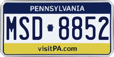 PA license plate MSD8852