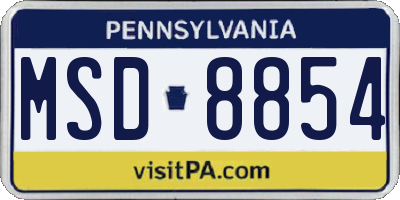 PA license plate MSD8854