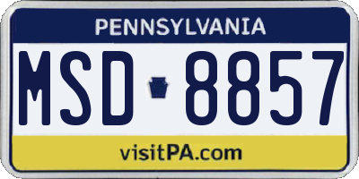 PA license plate MSD8857