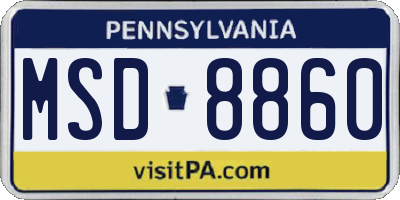 PA license plate MSD8860
