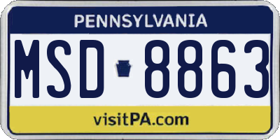 PA license plate MSD8863