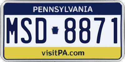 PA license plate MSD8871