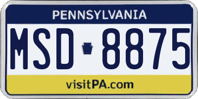 PA license plate MSD8875