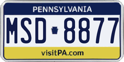 PA license plate MSD8877