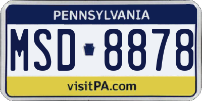 PA license plate MSD8878