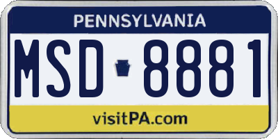 PA license plate MSD8881
