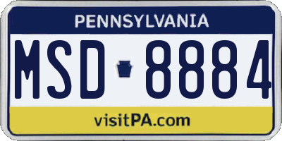 PA license plate MSD8884