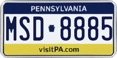 PA license plate MSD8885