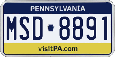 PA license plate MSD8891