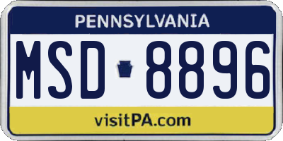 PA license plate MSD8896