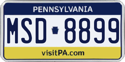 PA license plate MSD8899