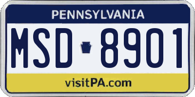 PA license plate MSD8901