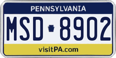 PA license plate MSD8902