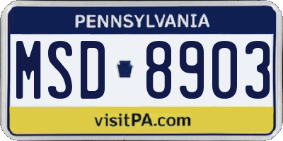 PA license plate MSD8903