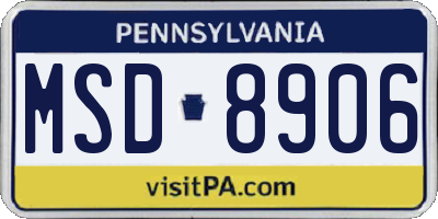 PA license plate MSD8906