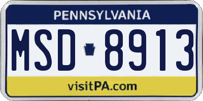 PA license plate MSD8913