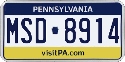 PA license plate MSD8914