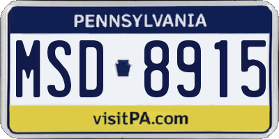 PA license plate MSD8915