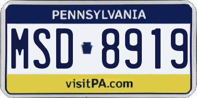 PA license plate MSD8919
