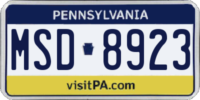 PA license plate MSD8923