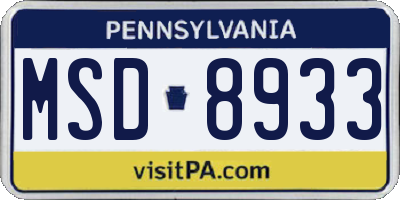 PA license plate MSD8933