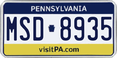 PA license plate MSD8935