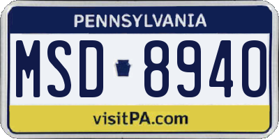 PA license plate MSD8940