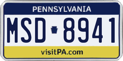 PA license plate MSD8941