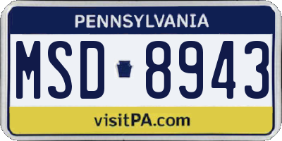 PA license plate MSD8943