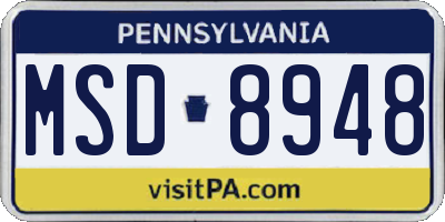 PA license plate MSD8948