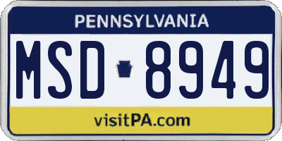 PA license plate MSD8949