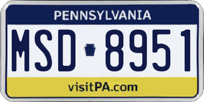 PA license plate MSD8951