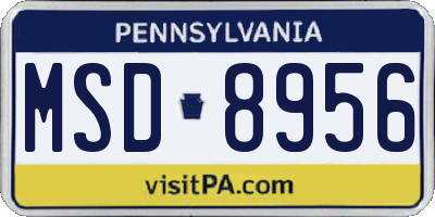 PA license plate MSD8956