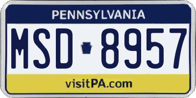 PA license plate MSD8957