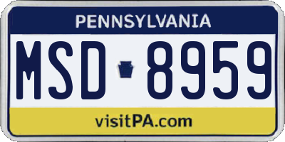 PA license plate MSD8959