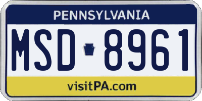 PA license plate MSD8961