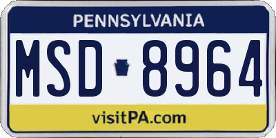 PA license plate MSD8964