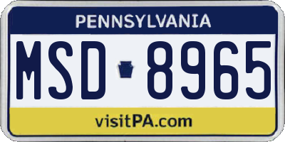 PA license plate MSD8965