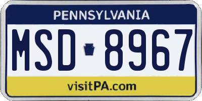 PA license plate MSD8967