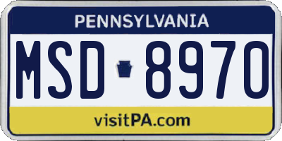 PA license plate MSD8970